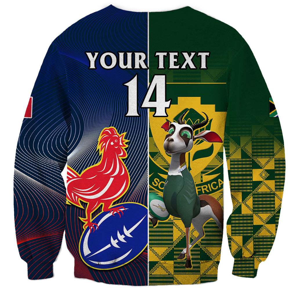 Custom South Africa And France Rugby Sweatshirt Springboks With Les Bleus Together 2023 World Cup - Wonder Print Shop