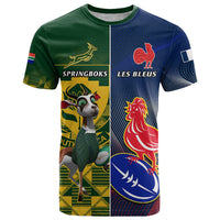 Custom South Africa And France Rugby T Shirt Springboks With Les Bleus Together 2023 World Cup - Wonder Print Shop