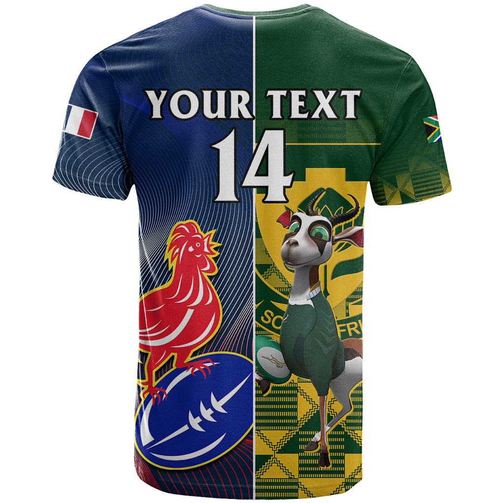 Custom South Africa And France Rugby T Shirt Springboks With Les Bleus Together 2023 World Cup - Wonder Print Shop