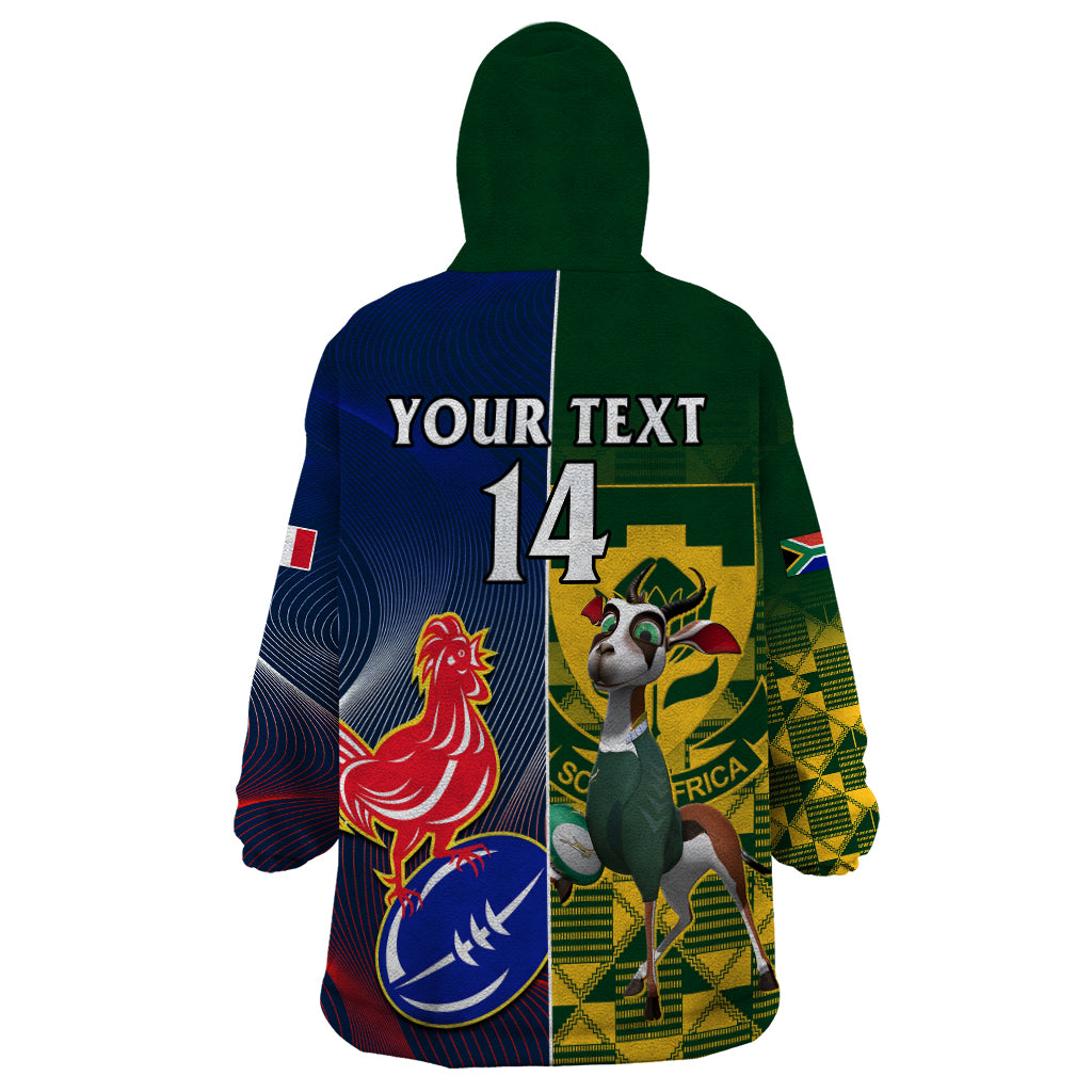 Custom South Africa And France Rugby Wearable Blanket Hoodie Springboks With Les Bleus Together 2023 World Cup - Wonder Print Shop