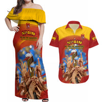 Spain Football Couples Matching Off Shoulder Maxi Dress and Hawaiian Shirt 2023 World Cup Champions Proud Of Our Girls - Wonder Print Shop