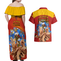 Spain Football Couples Matching Off Shoulder Maxi Dress and Hawaiian Shirt 2023 World Cup Champions Proud Of Our Girls - Wonder Print Shop