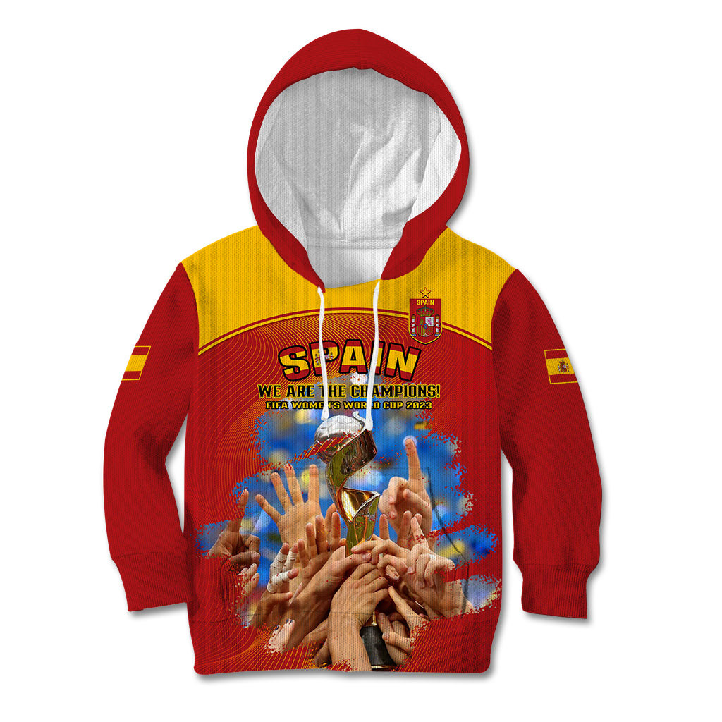 Spain Football Kid Hoodie 2023 World Cup Champions Proud Of Our Girls - Wonder Print Shop