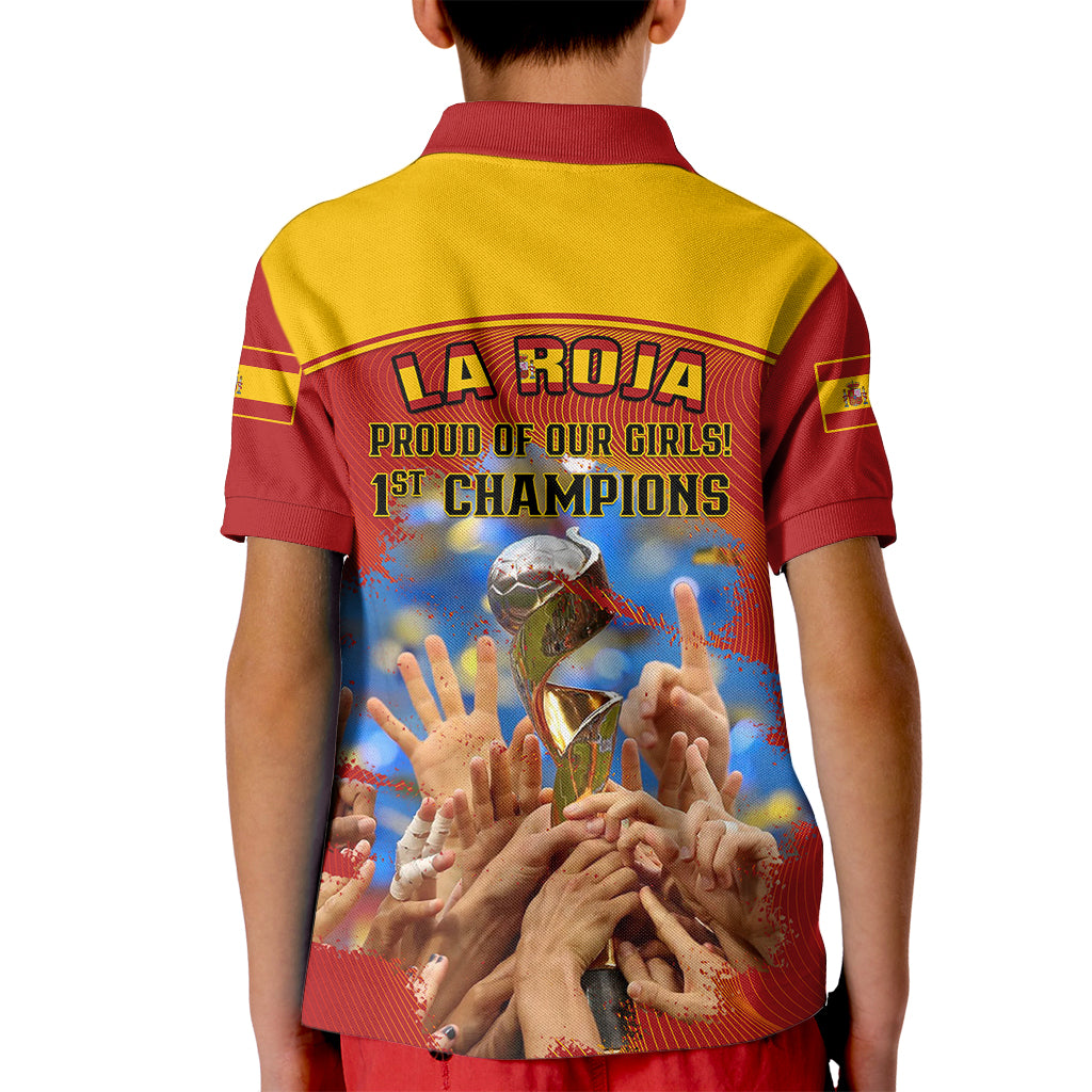 Spain Football Kid Polo Shirt 2023 World Cup Champions Proud Of Our Girls - Wonder Print Shop