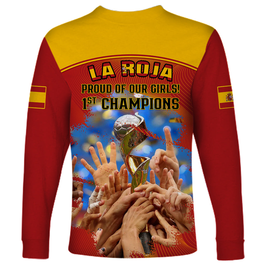 Spain Football Long Sleeve Shirt 2023 World Cup Champions Proud Of Our Girls - Wonder Print Shop