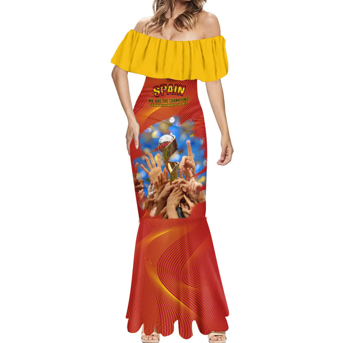 Spain Football Mermaid Dress 2023 World Cup Champions Proud Of Our Girls - Wonder Print Shop