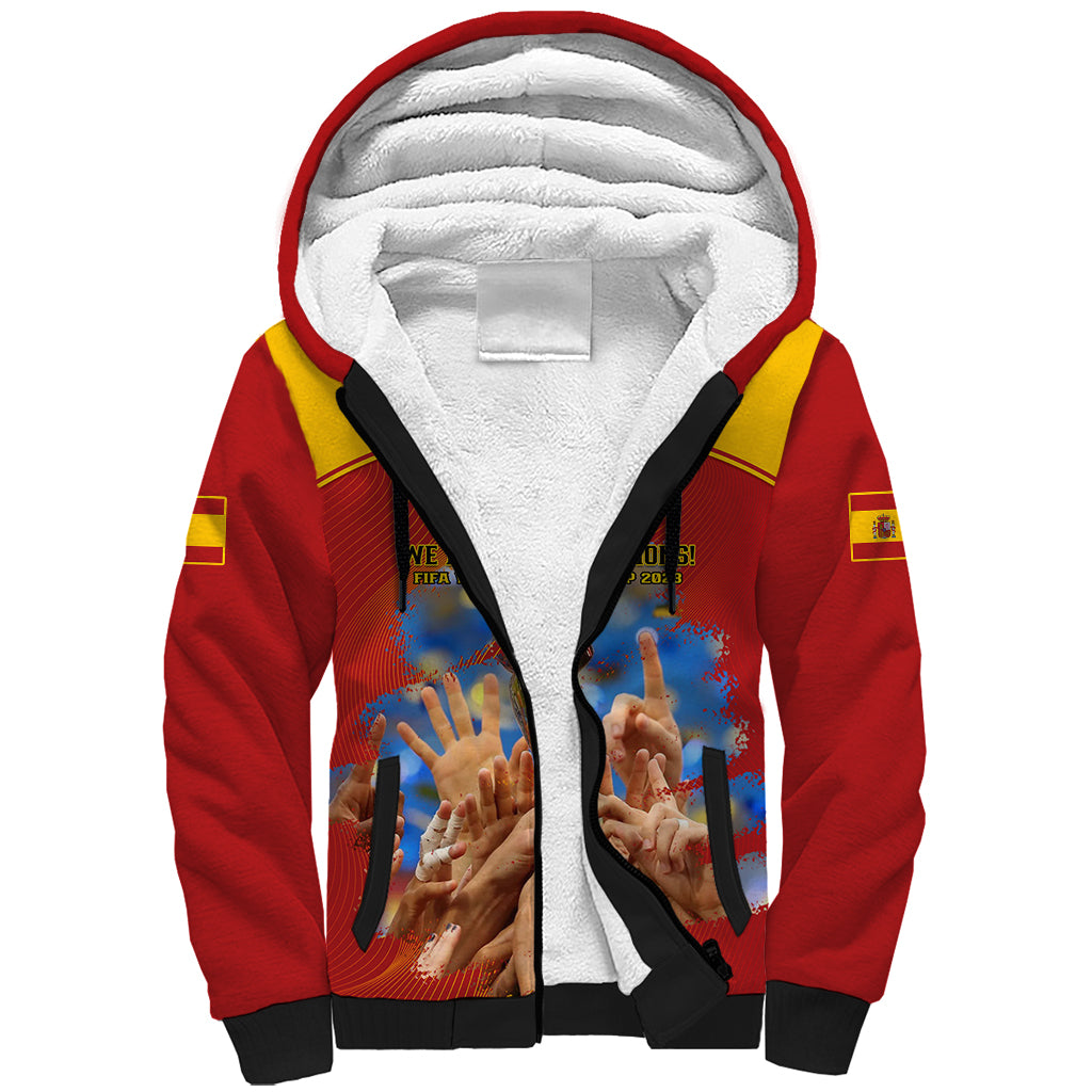 Spain Football Sherpa Hoodie 2023 World Cup Champions Proud Of Our Girls - Wonder Print Shop
