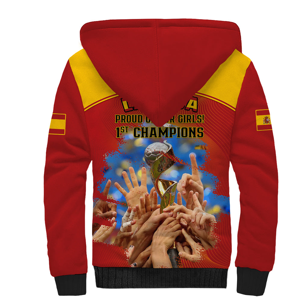 Spain Football Sherpa Hoodie 2023 World Cup Champions Proud Of Our Girls - Wonder Print Shop