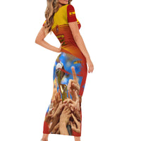 Spain Football Short Sleeve Bodycon Dress 2023 World Cup Champions Proud Of Our Girls - Wonder Print Shop