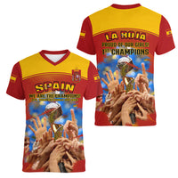 Spain Football Women V Neck T Shirt 2023 World Cup Champions Proud Of Our Girls - Wonder Print Shop