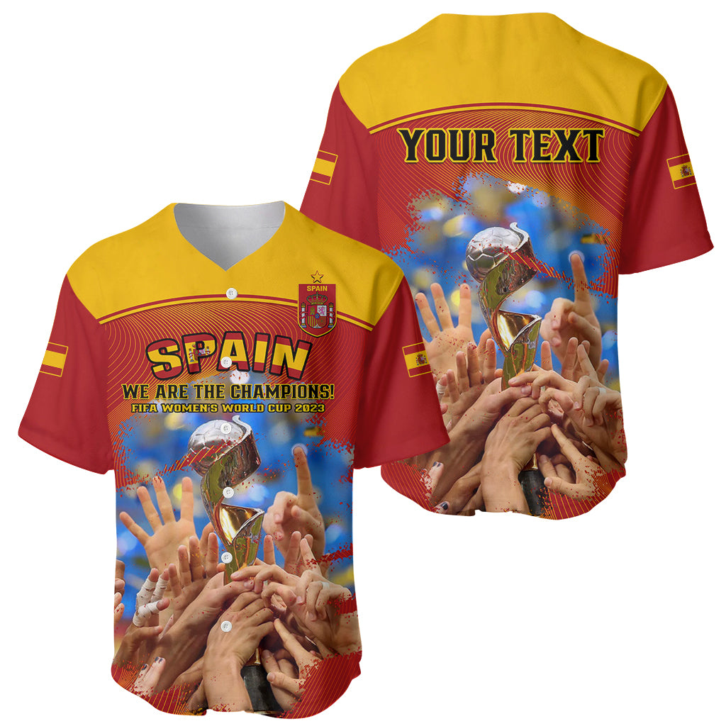 Custom Spain Football Baseball Jersey 2023 World Cup Champions Proud Of Our Girls - Wonder Print Shop