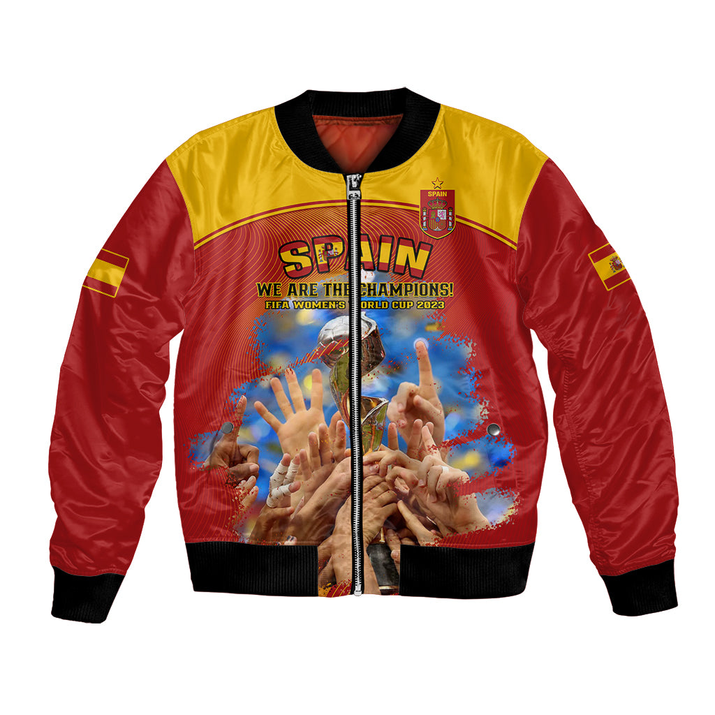 Custom Spain Football Bomber Jacket 2023 World Cup Champions Proud Of Our Girls - Wonder Print Shop