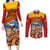Custom Spain Football Couples Matching Long Sleeve Bodycon Dress and Long Sleeve Button Shirts 2023 World Cup Champions Proud Of Our Girls - Wonder Print Shop