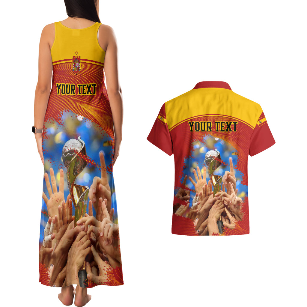 Custom Spain Football Couples Matching Tank Maxi Dress and Hawaiian Shirt 2023 World Cup Champions Proud Of Our Girls - Wonder Print Shop