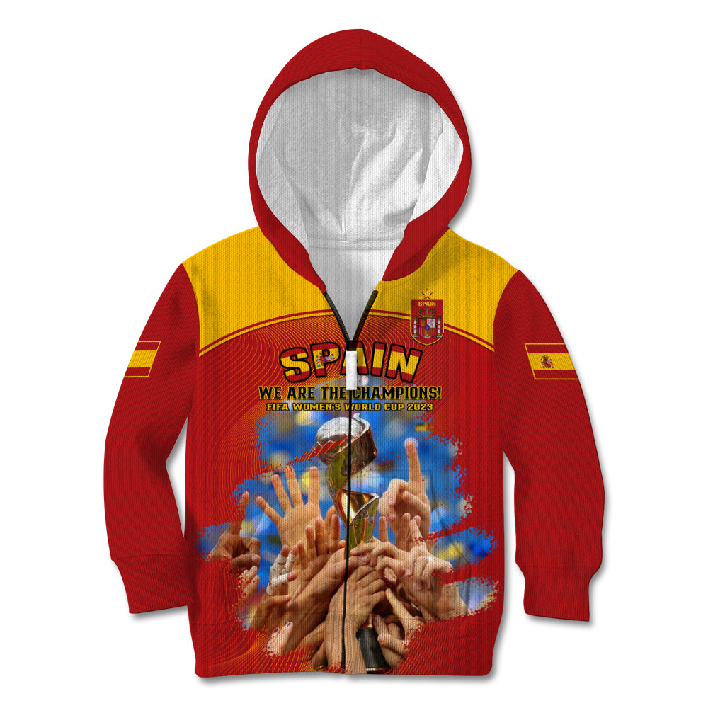 Custom Spain Football Kid Hoodie 2023 World Cup Champions Proud Of Our Girls - Wonder Print Shop