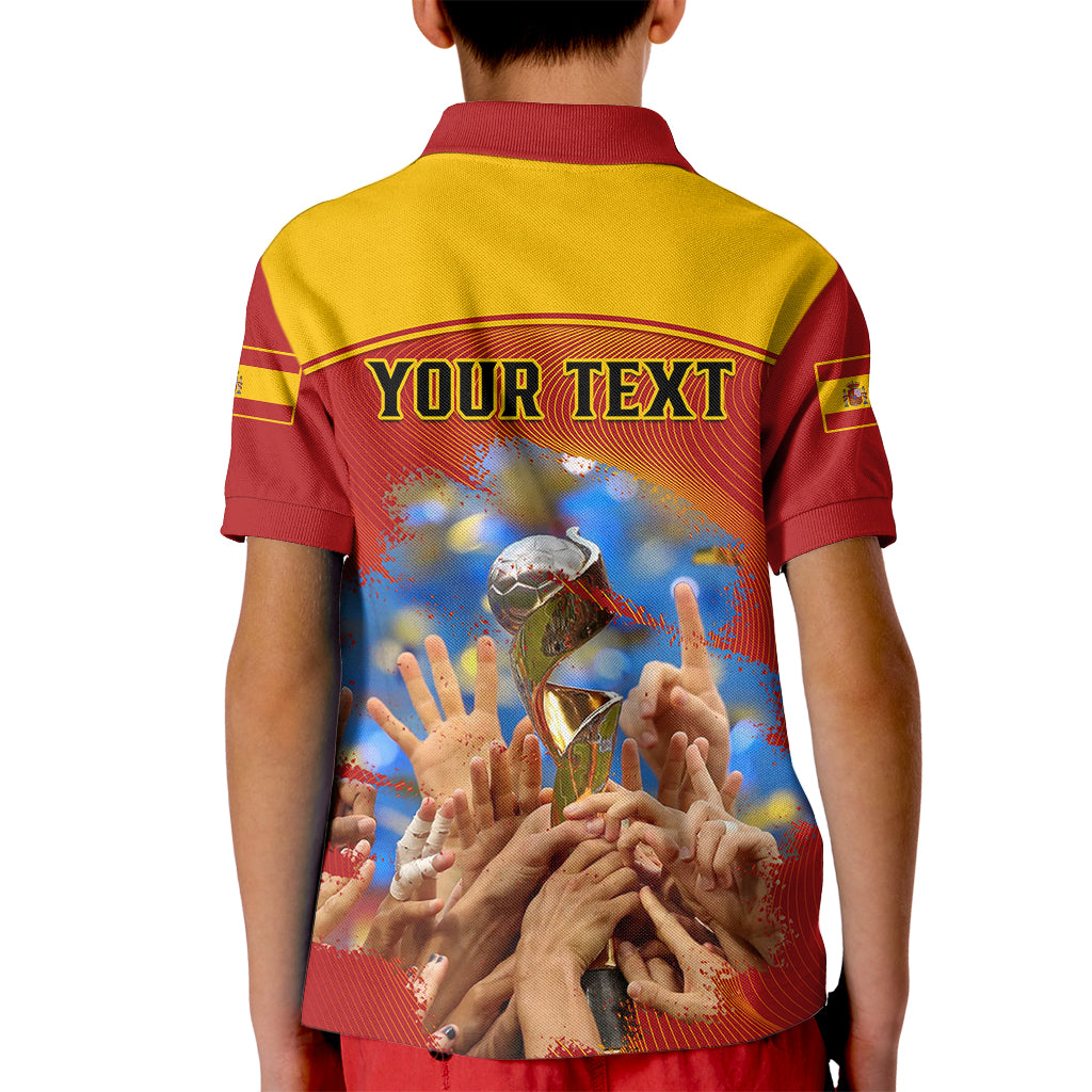Custom Spain Football Kid Polo Shirt 2023 World Cup Champions Proud Of Our Girls - Wonder Print Shop