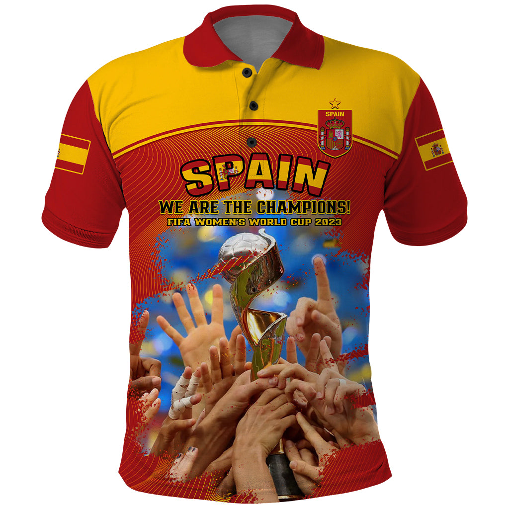 Custom Spain Football Polo Shirt 2023 World Cup Champions Proud Of Our Girls - Wonder Print Shop