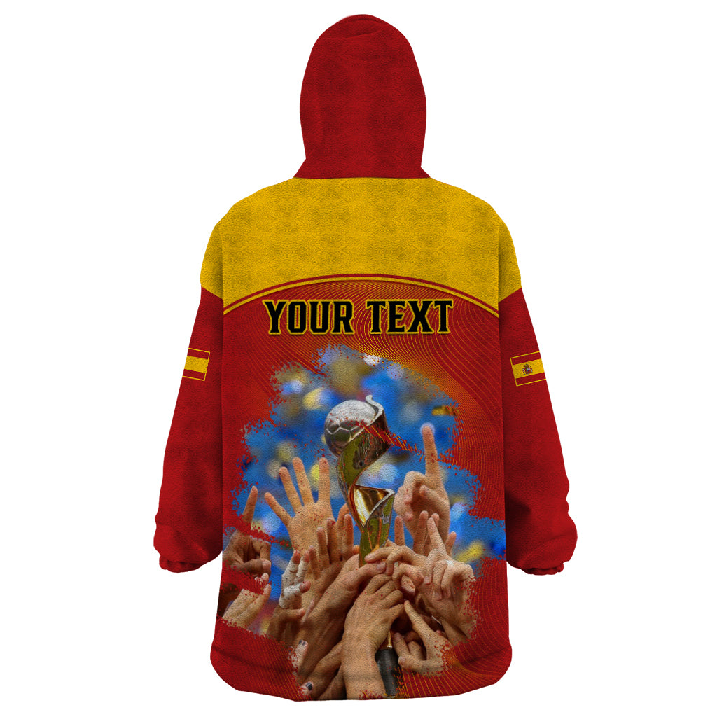 Custom Spain Football Wearable Blanket Hoodie 2023 World Cup Champions Proud Of Our Girls - Wonder Print Shop