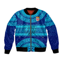 Personalised Fiji Bomber Jacket Unique Fijian Tapa Pattern With Coat Of Arms - Wonder Print Shop