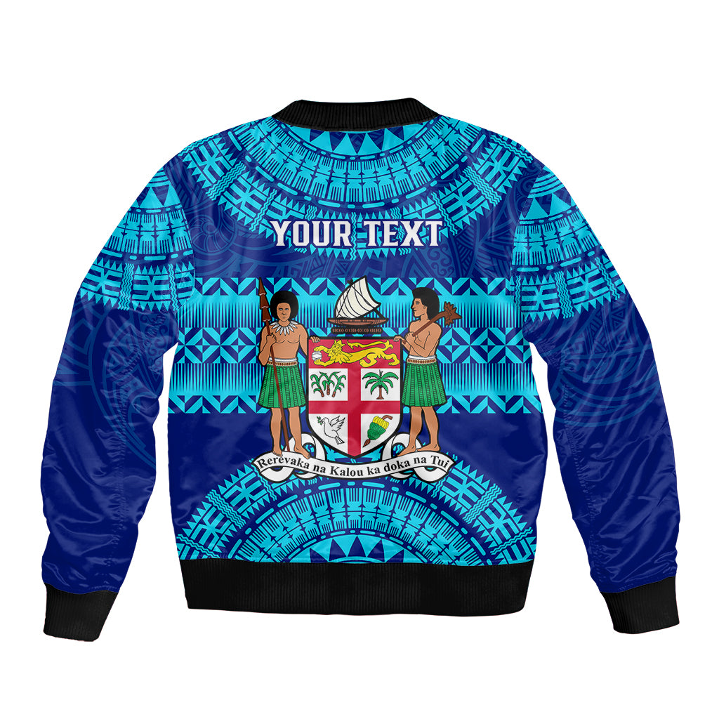 Personalised Fiji Bomber Jacket Unique Fijian Tapa Pattern With Coat Of Arms - Wonder Print Shop