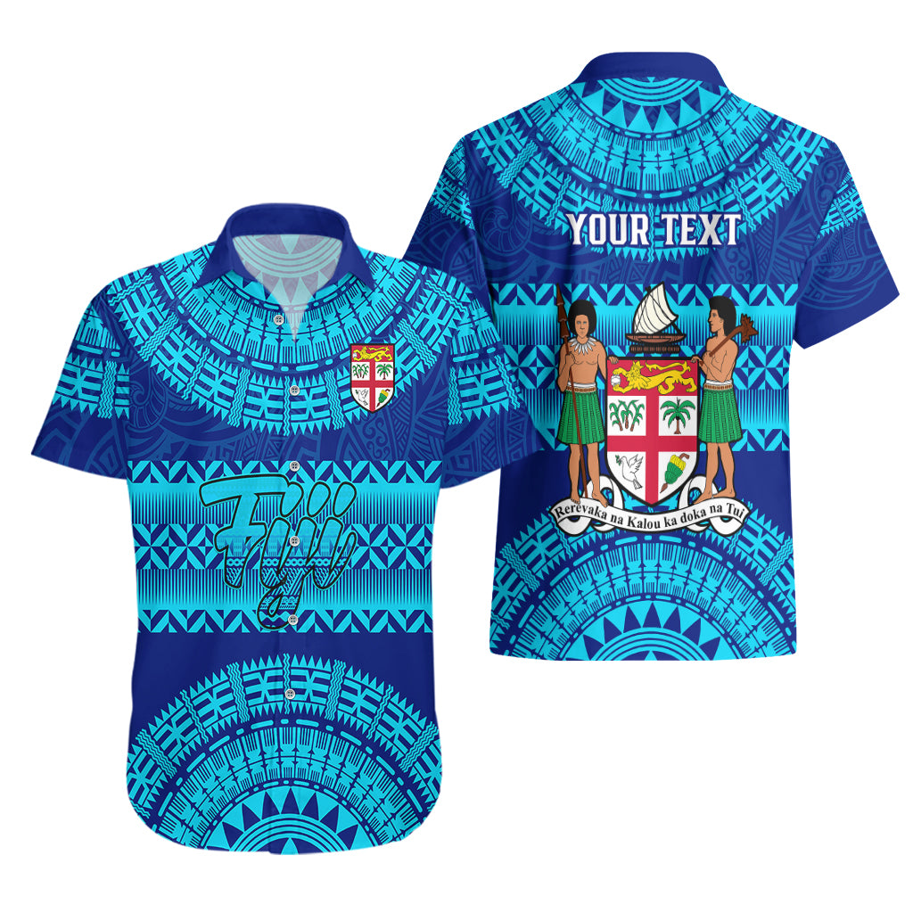 Personalised Fiji Hawaiian Shirt Unique Fijian Tapa Pattern With Coat Of Arms - Wonder Print Shop