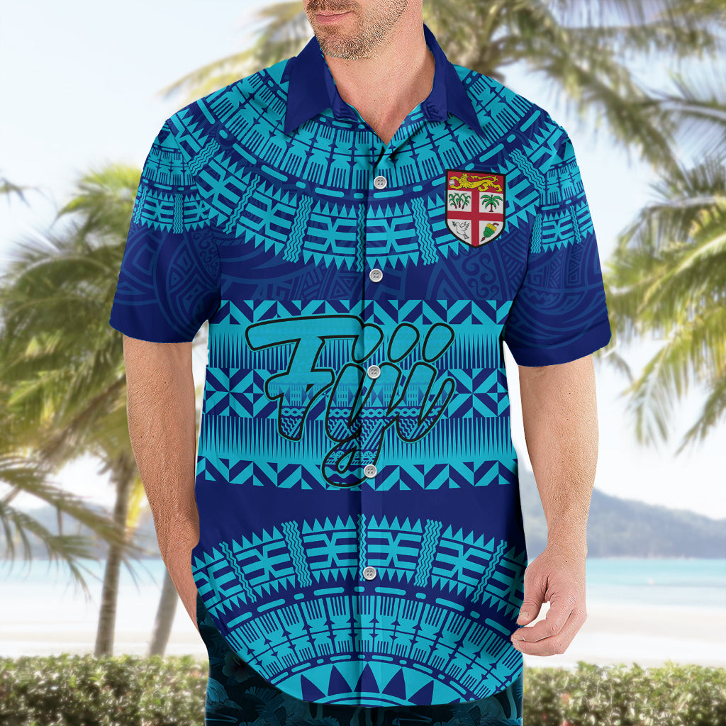 Personalised Fiji Hawaiian Shirt Unique Fijian Tapa Pattern With Coat Of Arms - Wonder Print Shop