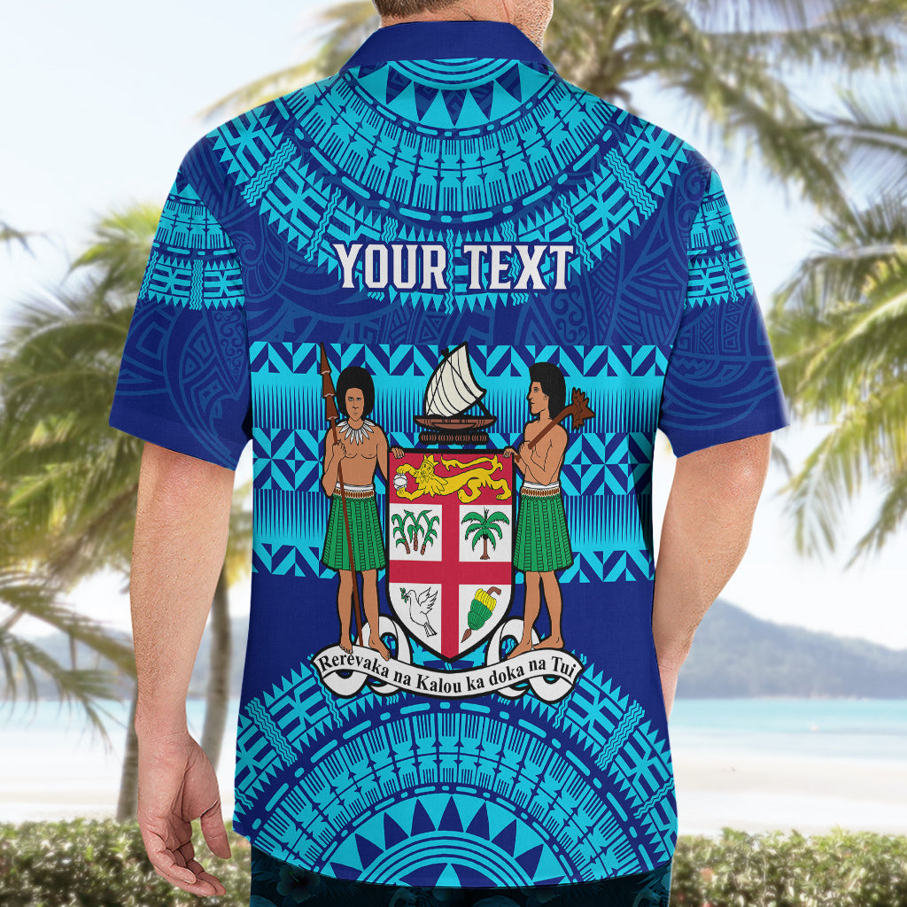 Personalised Fiji Hawaiian Shirt Unique Fijian Tapa Pattern With Coat Of Arms - Wonder Print Shop
