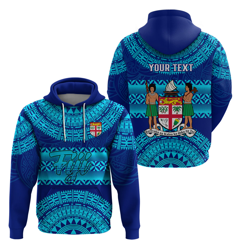 Personalised Fiji Hoodie Unique Fijian Tapa Pattern With Coat Of Arms - Wonder Print Shop
