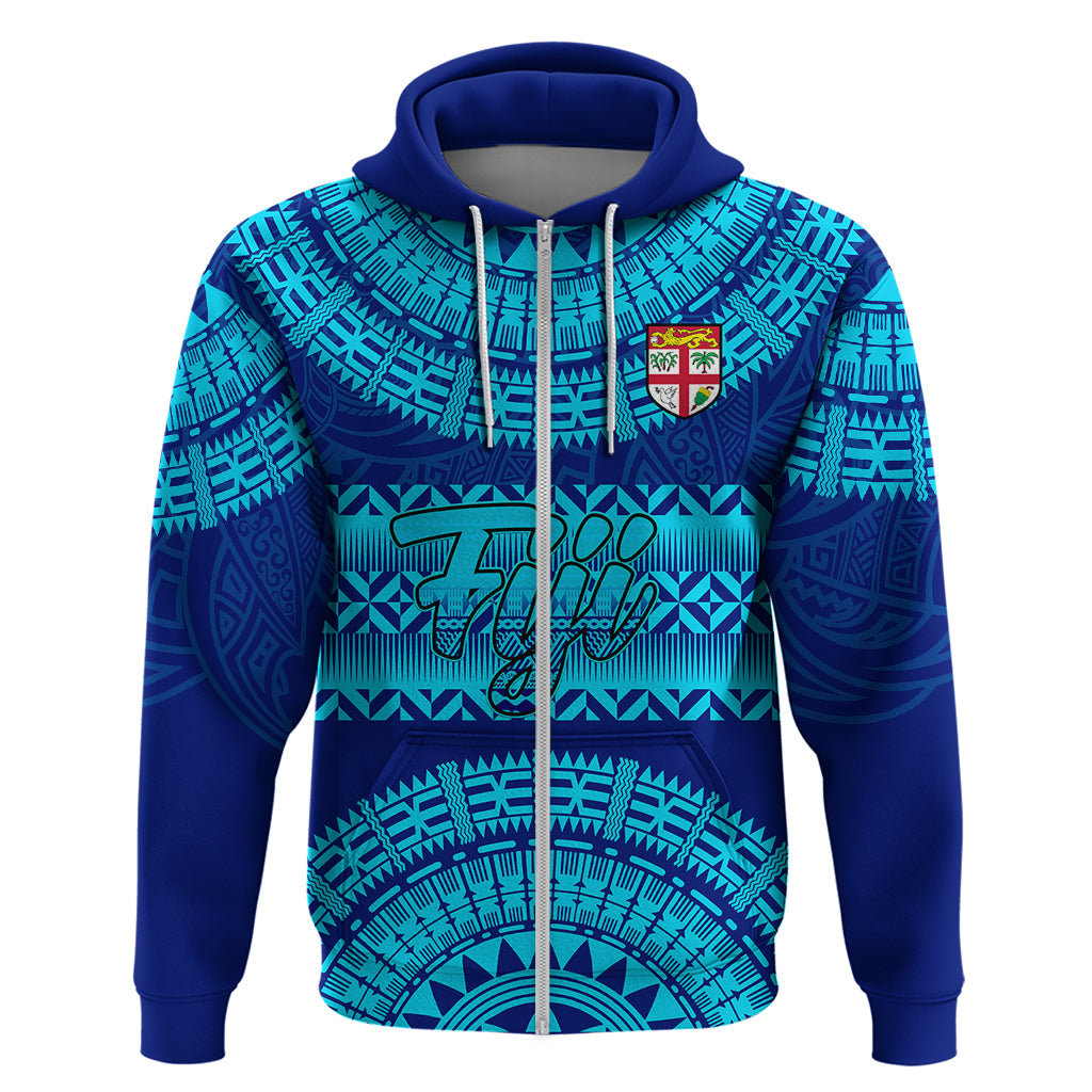 Personalised Fiji Hoodie Unique Fijian Tapa Pattern With Coat Of Arms - Wonder Print Shop