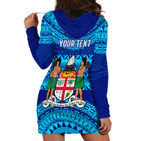 Personalised Fiji Hoodie Dress Unique Fijian Tapa Pattern With Coat Of Arms - Wonder Print Shop