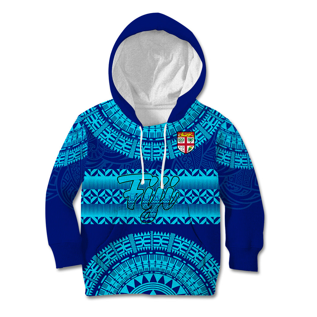 Personalised Fiji Kid Hoodie Unique Fijian Tapa Pattern With Coat Of Arms - Wonder Print Shop