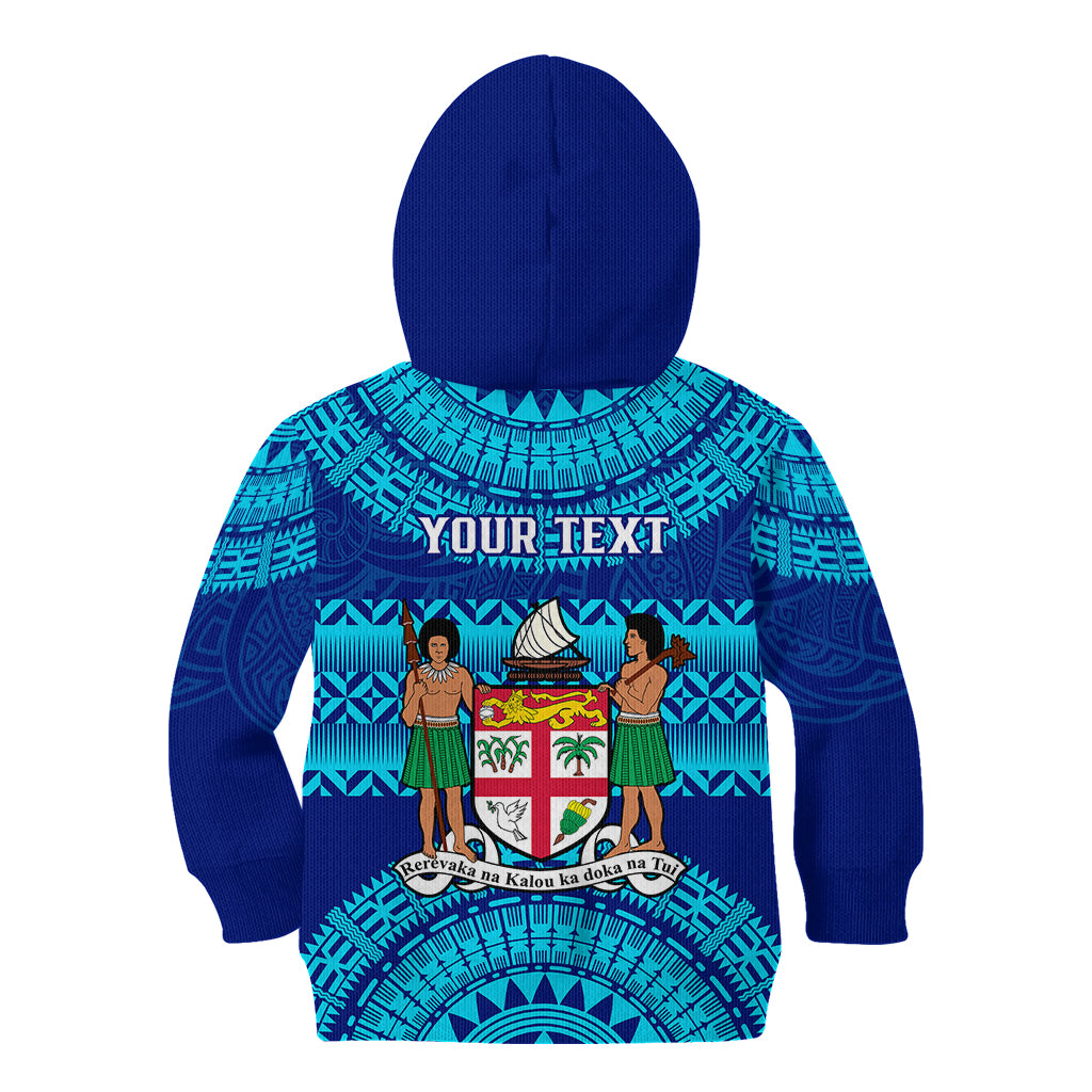 Personalised Fiji Kid Hoodie Unique Fijian Tapa Pattern With Coat Of Arms - Wonder Print Shop