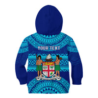 Personalised Fiji Kid Hoodie Unique Fijian Tapa Pattern With Coat Of Arms - Wonder Print Shop