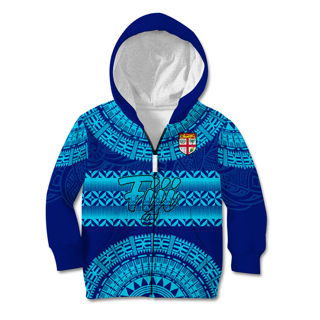Personalised Fiji Kid Hoodie Unique Fijian Tapa Pattern With Coat Of Arms - Wonder Print Shop