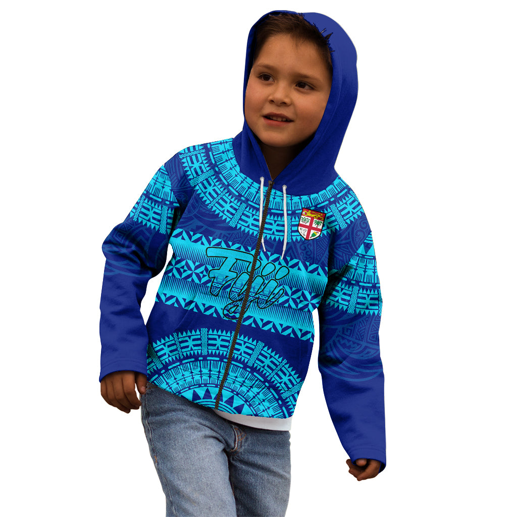 Personalised Fiji Kid Hoodie Unique Fijian Tapa Pattern With Coat Of Arms - Wonder Print Shop
