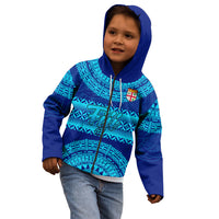 Personalised Fiji Kid Hoodie Unique Fijian Tapa Pattern With Coat Of Arms - Wonder Print Shop