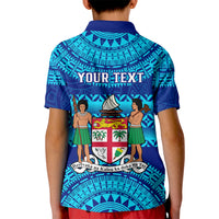 Personalised Fiji Kid Polo Shirt Unique Fijian Tapa Pattern With Coat Of Arms - Wonder Print Shop