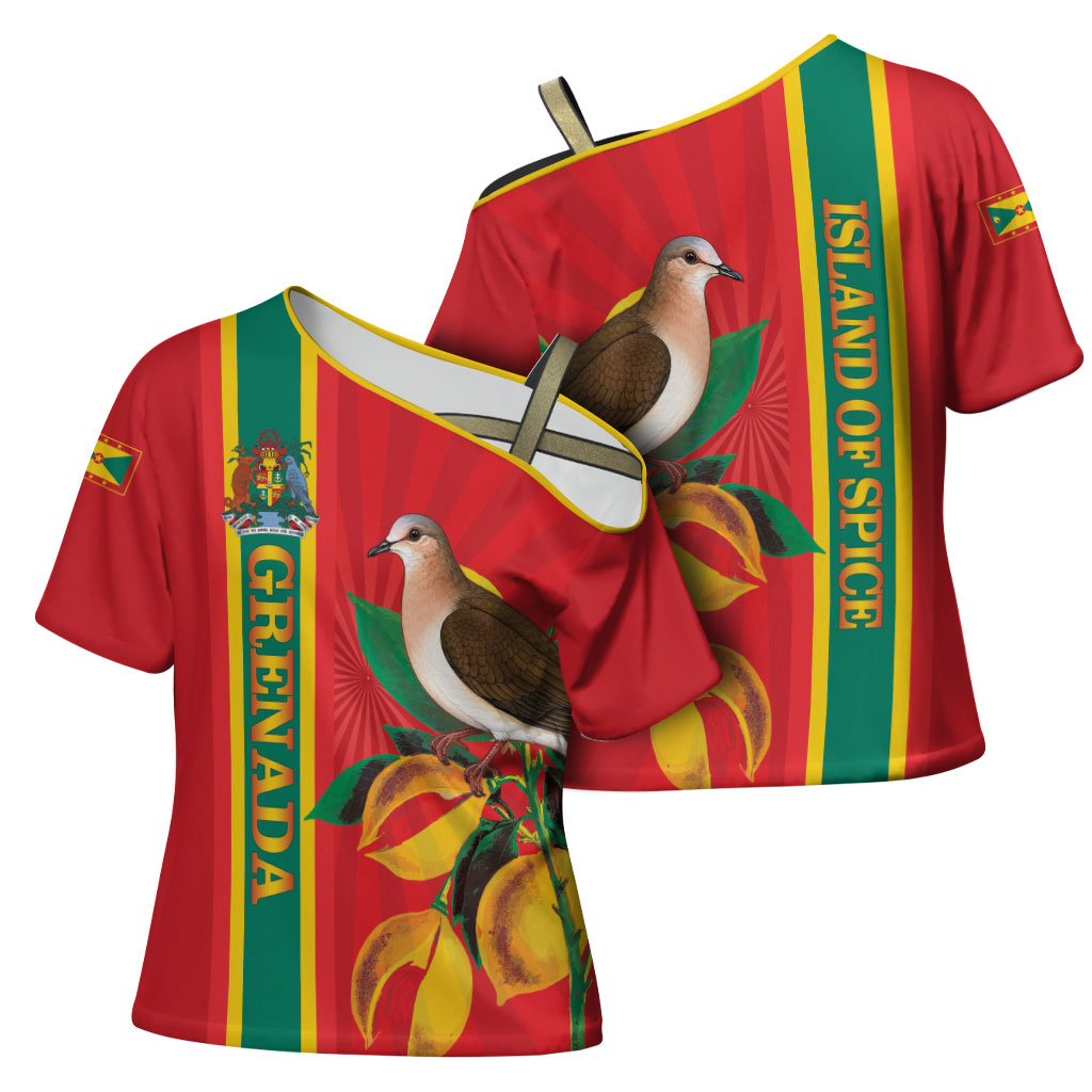 Grenada Dove Nutmeg Cross Shoulder Shirt Island of Spice Proud