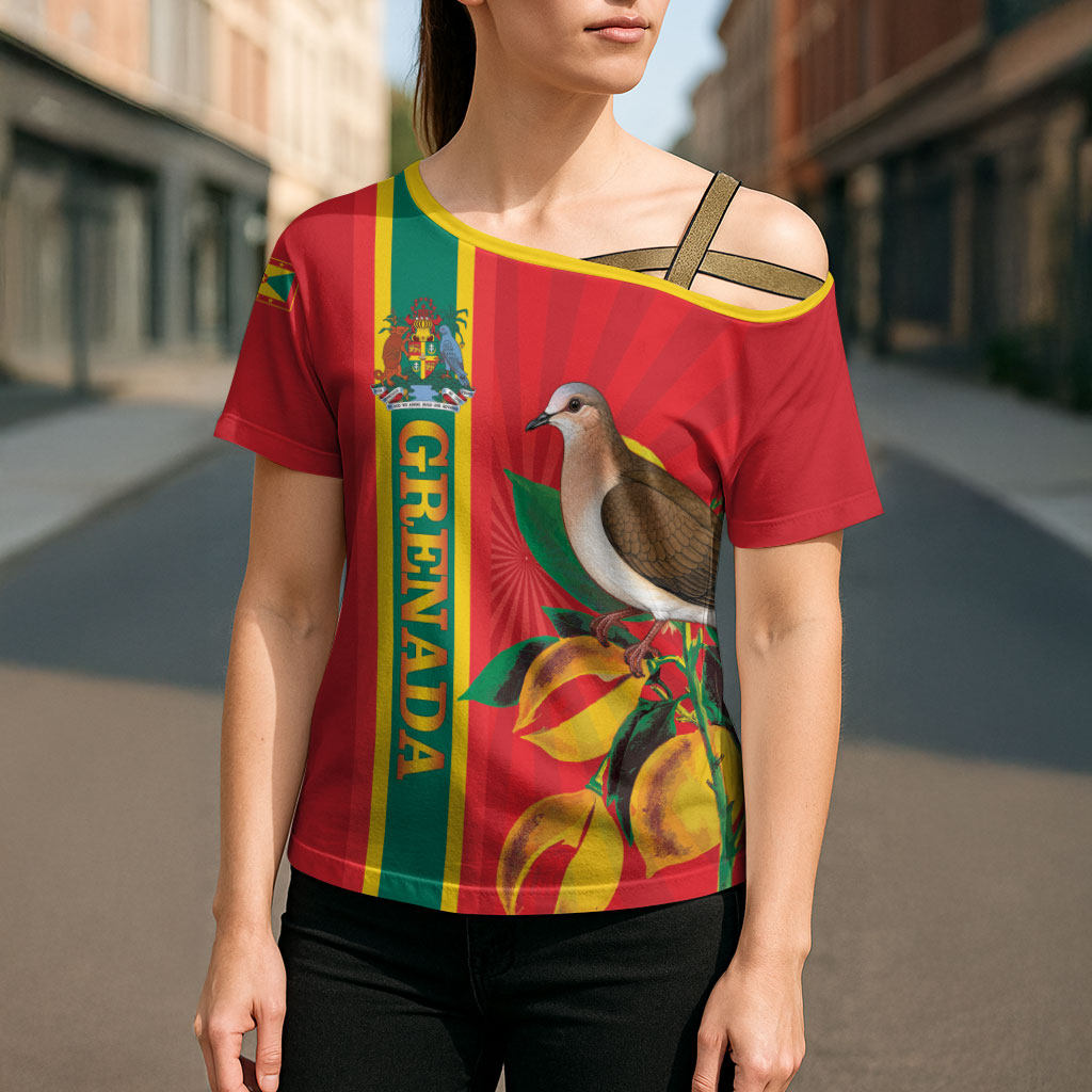 Grenada Dove Nutmeg Cross Shoulder Shirt Island of Spice Proud