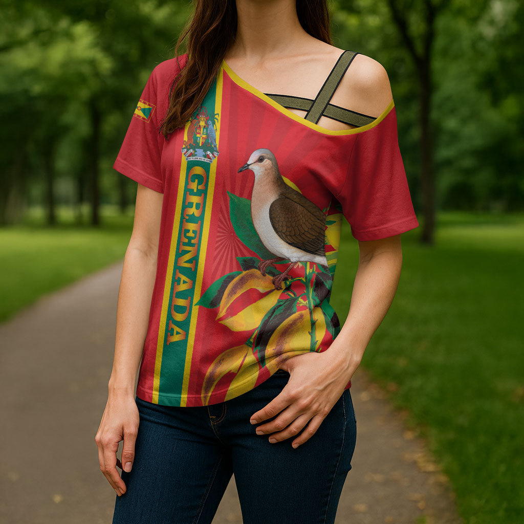 Grenada Dove Nutmeg Cross Shoulder Shirt Island of Spice Proud