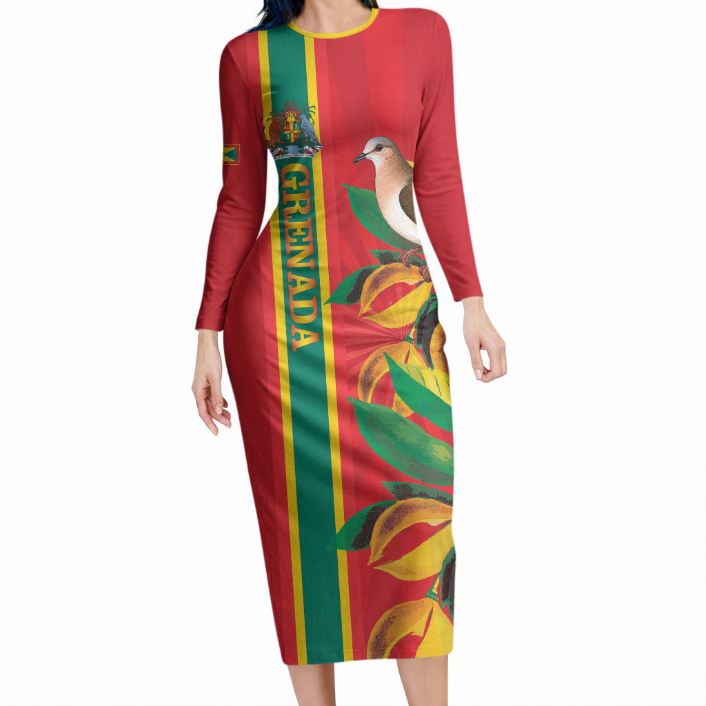 Grenada Dove Nutmeg Long Sleeve Bodycon Dress Island of Spice Proud