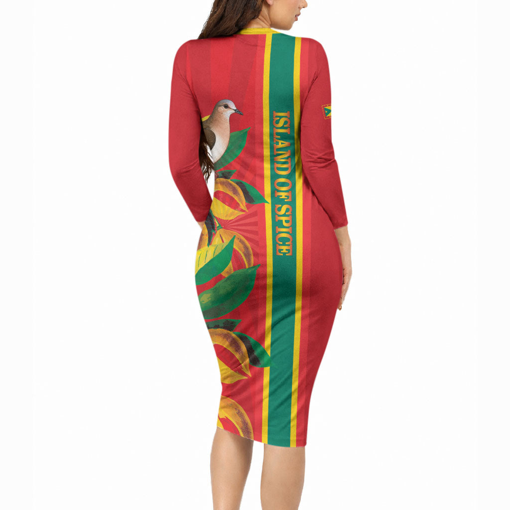 Grenada Dove Nutmeg Long Sleeve Bodycon Dress Island of Spice Proud