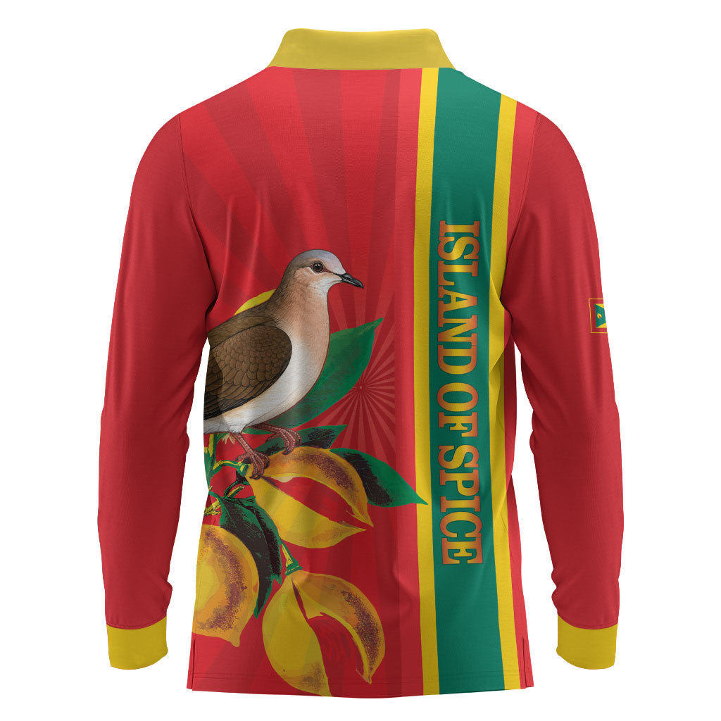 Grenada Dove Nutmeg Long Sleeve Polo Shirt Island of Spice Proud