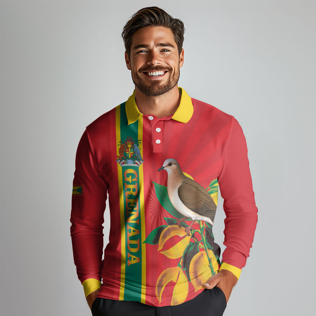 Grenada Dove Nutmeg Long Sleeve Polo Shirt Island of Spice Proud