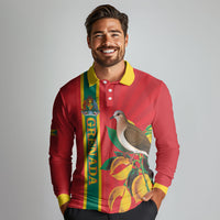 Grenada Dove Nutmeg Long Sleeve Polo Shirt Island of Spice Proud