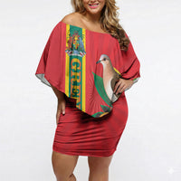 Grenada Dove Nutmeg Off Shoulder Short Dress Island of Spice Proud