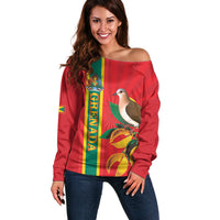 Grenada Dove Nutmeg Off Shoulder Sweater Island of Spice Proud