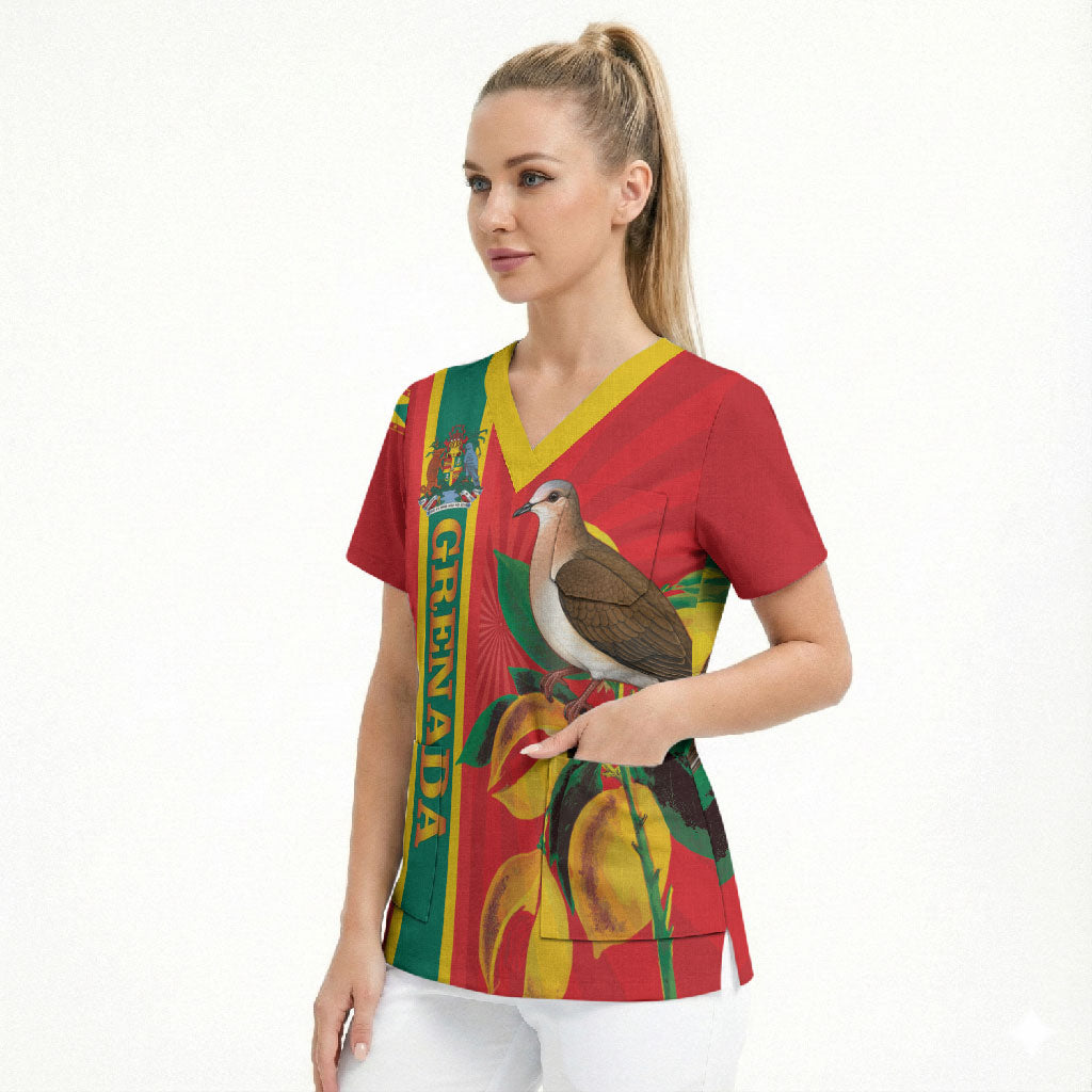 Grenada Dove Nutmeg Scrub Top Island of Spice Proud