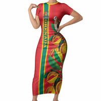 Grenada Dove Nutmeg Short Sleeve Bodycon Dress Island of Spice Proud
