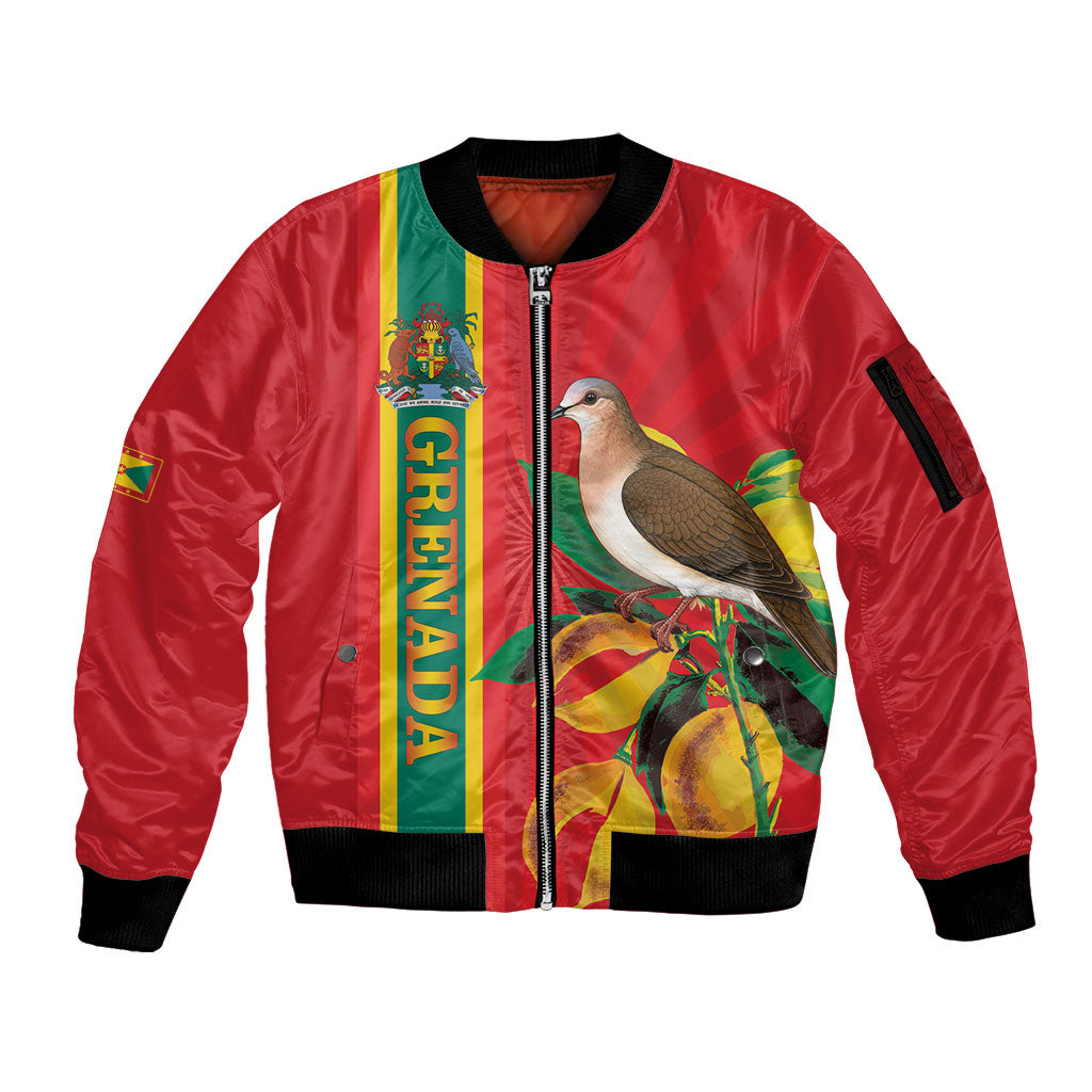 Grenada Dove Nutmeg Sleeve Zip Bomber Jacket Island of Spice Proud